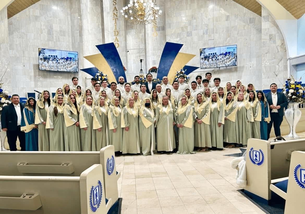 A full church choir photographed in matching RDM uniforms